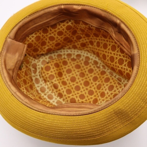 Vintage Yellow Fendora Hat Feathers Yankee Doodle Hat 6 3/4 - Picture 6 of 9